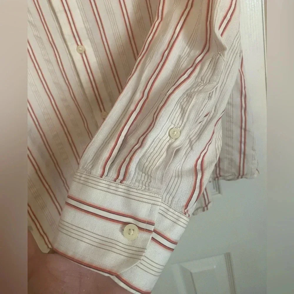 Banana Republic Men's Long Sleeve Shirt 100% Cotton‎ Cream Stripe Size XX Large
